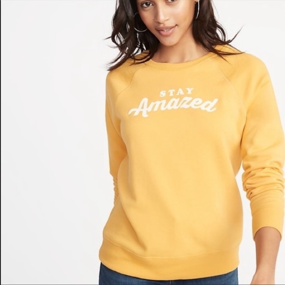 Old Navy | Tops | Old Navy Relaxed Stay Amazed Sweatshirt Small Goldenrod  Yellow Crew | Poshmark